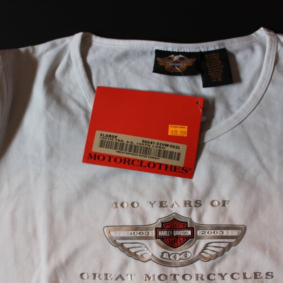 Harley-Davidson 100th Logo Short sleeve White T-shirt Women's XL New w/Tags - Picture 8 of 9